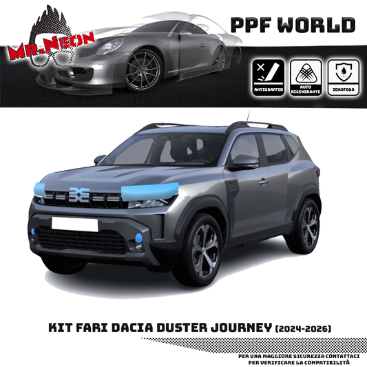 Kit Pellicola Protettiva Fari Dacia Duster Journey 2024-2026 – PPF Trasparente o Fotocromatico Pretagliato