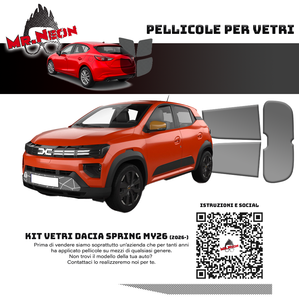 Kit Oscuramento Vetri Posteriori Dacia Spring MY26 2026+ – TPU Pretagliato