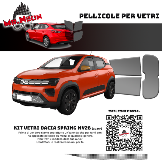 Kit Oscuramento Vetri Posteriori Dacia Spring MY26 2026+ – TPU Pretagliato