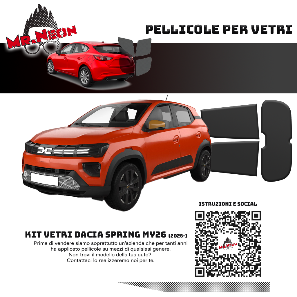 Kit Oscuramento Vetri Posteriori Dacia Spring MY26 2026+ – TPU Pretagliato