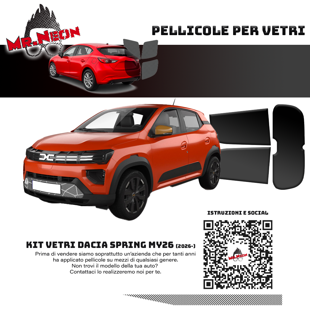 Kit Oscuramento Vetri Posteriori Dacia Spring MY26 2026+ – TPU Pretagliato