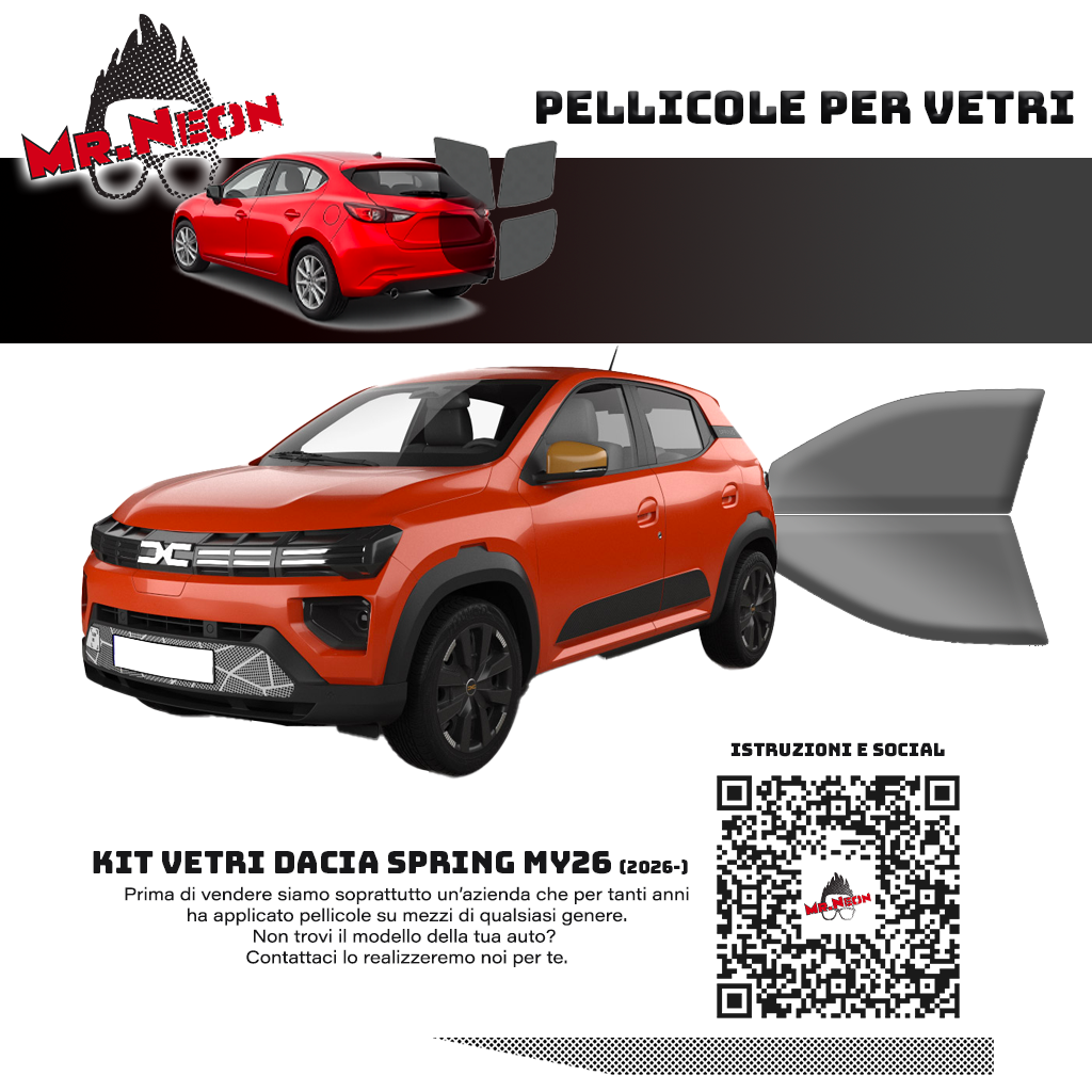 Kit Oscuramento Vetri Anteriori Dacia Spring MY26 2026+ – TPU Pretagliato