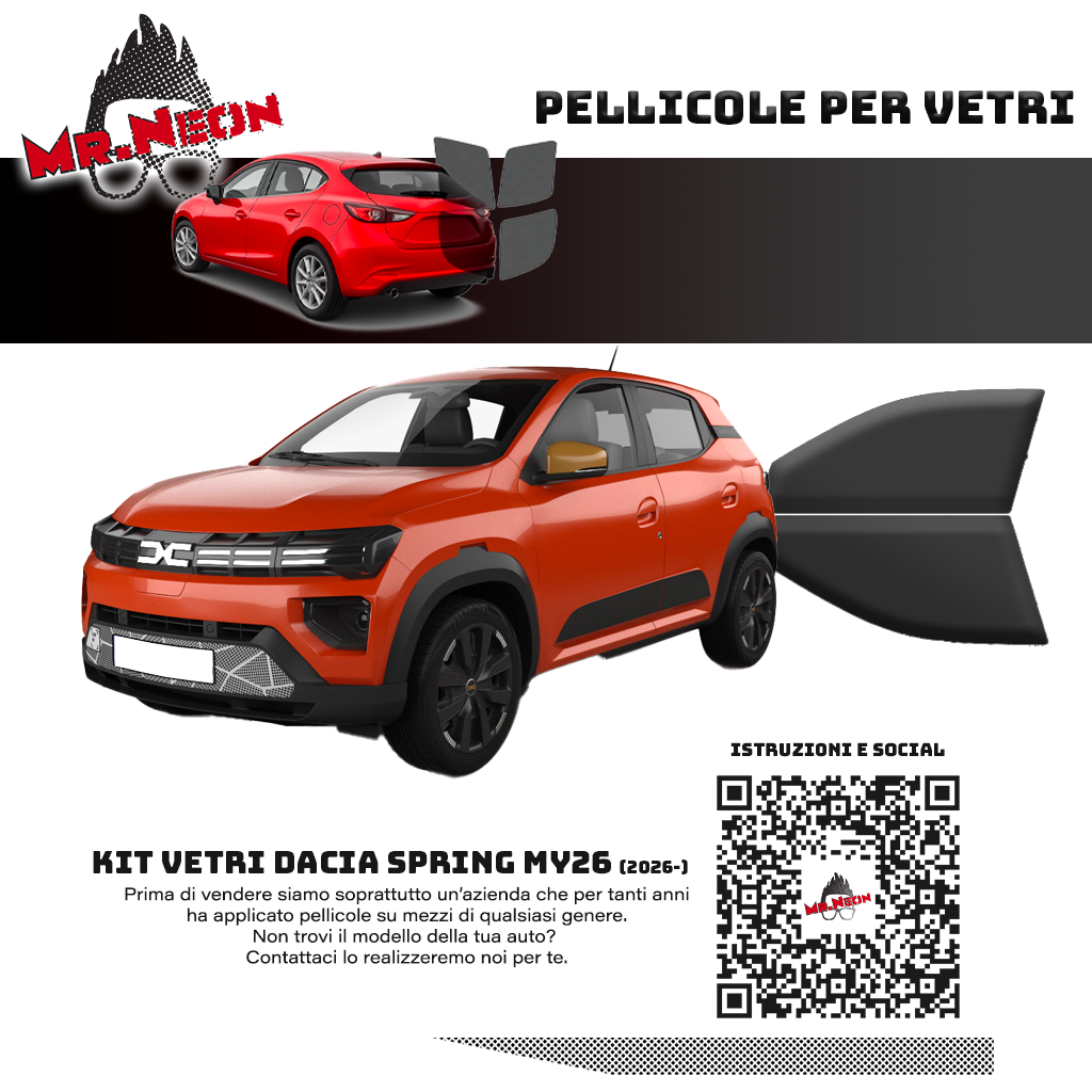 Kit Oscuramento Vetri Anteriori Dacia Spring MY26 2026+ – TPU Pretagliato