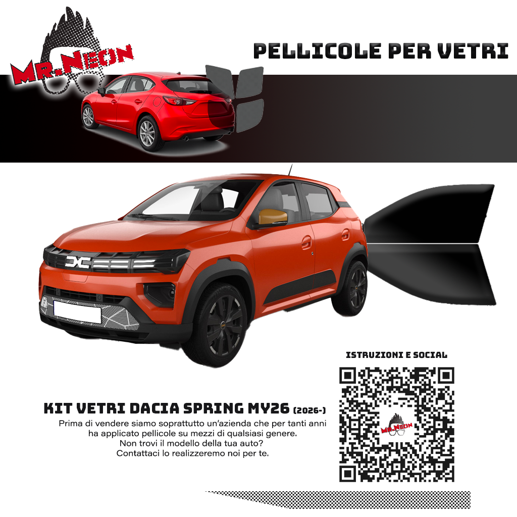 Kit Oscuramento Vetri Anteriori Dacia Spring MY26 2026+ – TPU Pretagliato