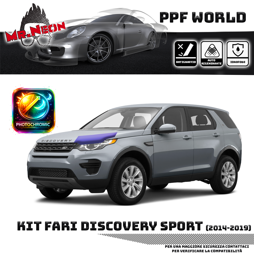 Kit Pellicola Protettiva Fari Land Rover Discovery Sport 2014-2019 – PPF Trasparente o Fotocromatico Pretagliato