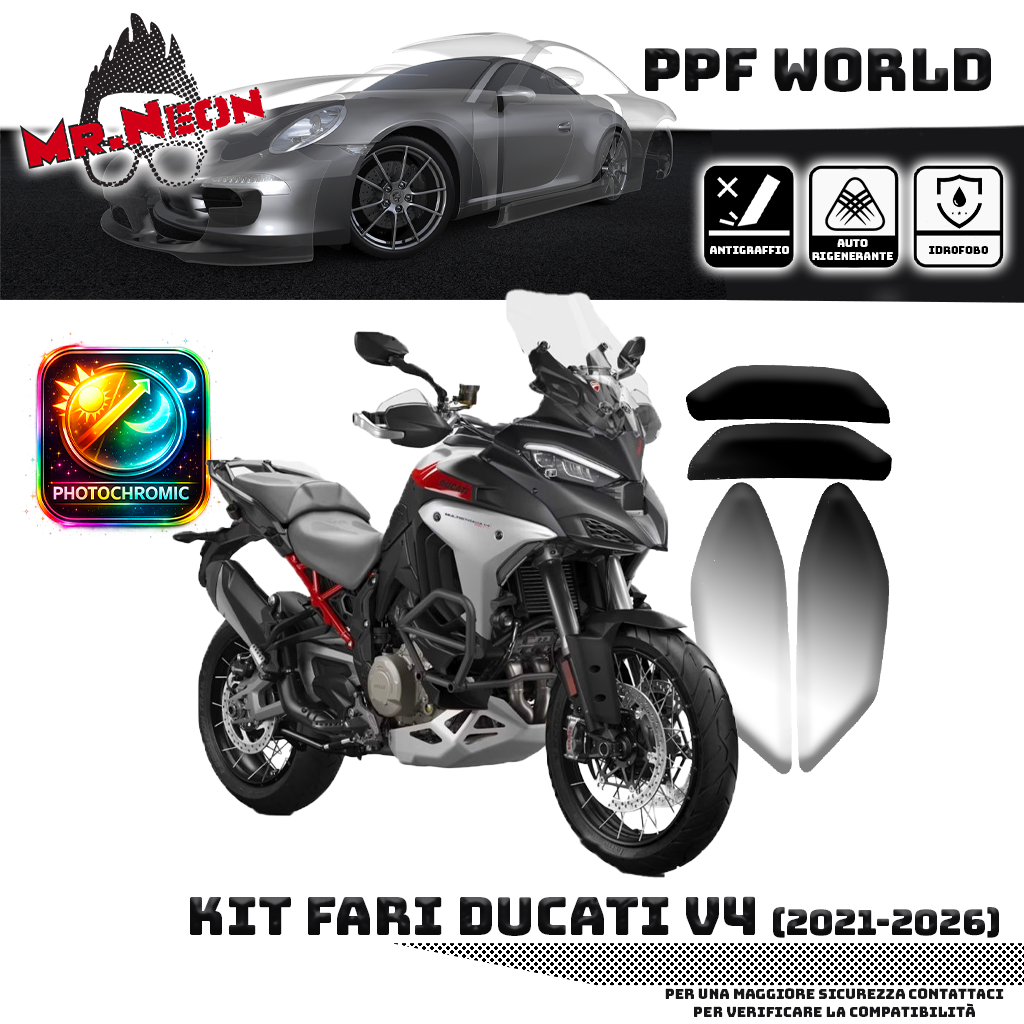 Kit PPF Faro Anteriore compatibile con Ducati Multistrada V4 (2021–2026) – Pellicola Protettiva Pretagliata