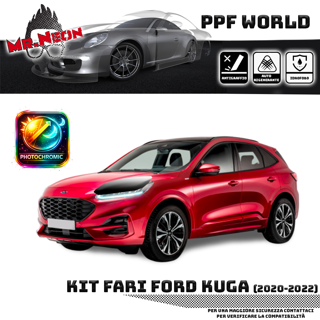 Kit PPF Fotocromatico Fari Anteriori compatibile con Ford Kuga (2020–2022) – Pellicola Protettiva Pretagliata
