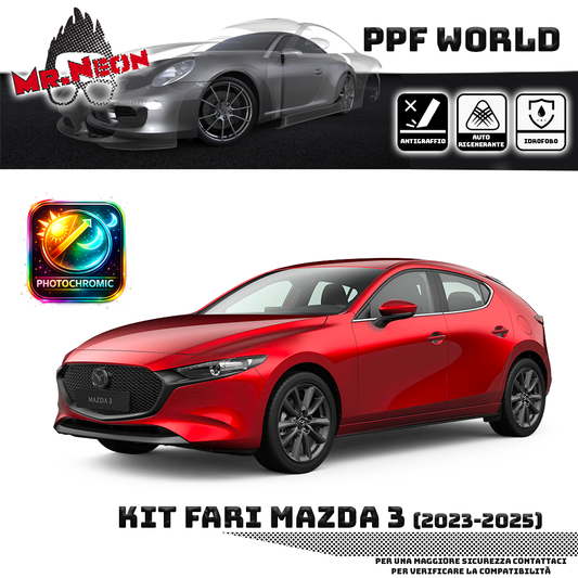Kit PPF Fotocromatico Fari Anteriori compatibile con Mazda 3 (2023–2025) – Pellicola Protettiva Pretagliata
