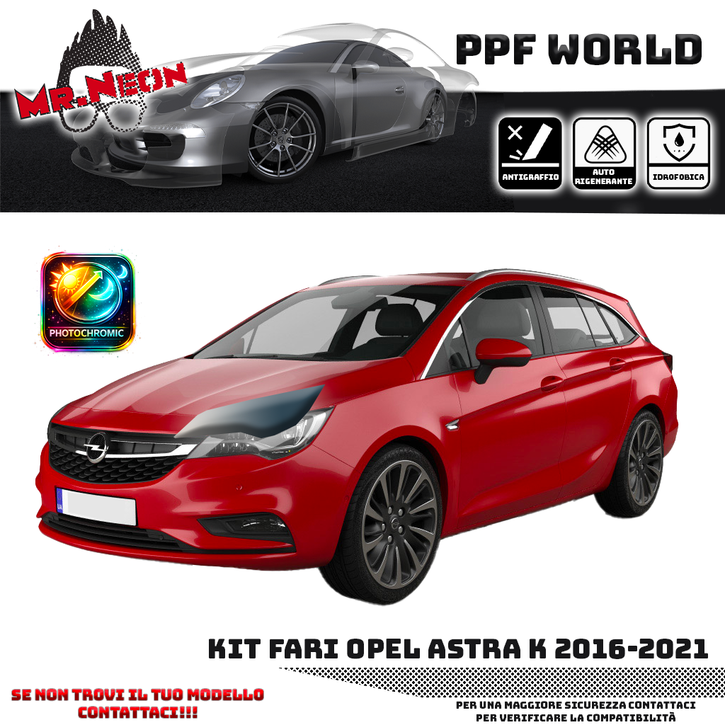 Kit PPF Fotocromatico Fari Opel Astra K Sport Tourer – Pellicola Protettiva Pretagliata