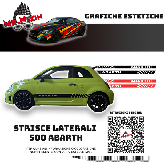 Strisce Laterali Abarth 500 – Kit Adesivi Fiancata Auto Oracal 651