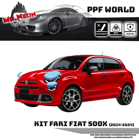 Kit Pellicola Protettiva Fari Fiat 500X 2014-2024 – PPF Trasparente o Fotocromatico Pretagliato