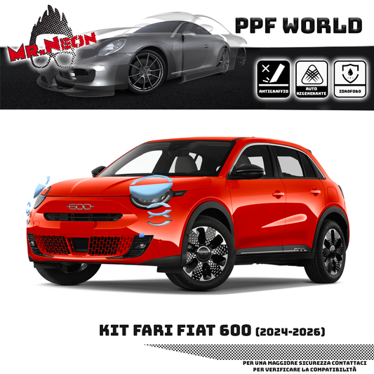 Kit Pellicola Protettiva Fari Fiat 600 2024-2026 – PPF Trasparente o Fotocromatico Pretagliato