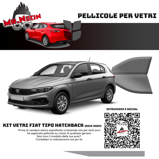 Kit Pellicole Oscuramento Vetri Anteriori Fiat Tipo Hatchback 2016-2024 – Pretagliati
