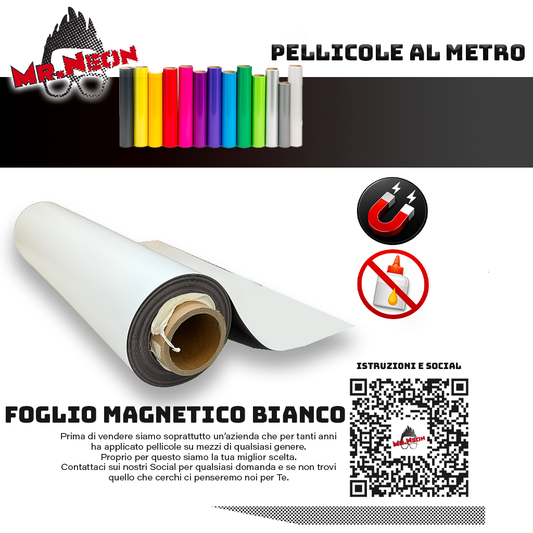 Foglio Magnetico Professionale 0,85 mm – 61,5 cm – Vendita a Metraggio per Auto e Grafiche Temporanee | Mr.Neon