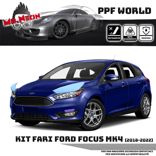 Kit Pellicola Protettiva Fari Ford Focus Mk4 2018-2022 – PPF Trasparente o Fotocromatico Pretagliato