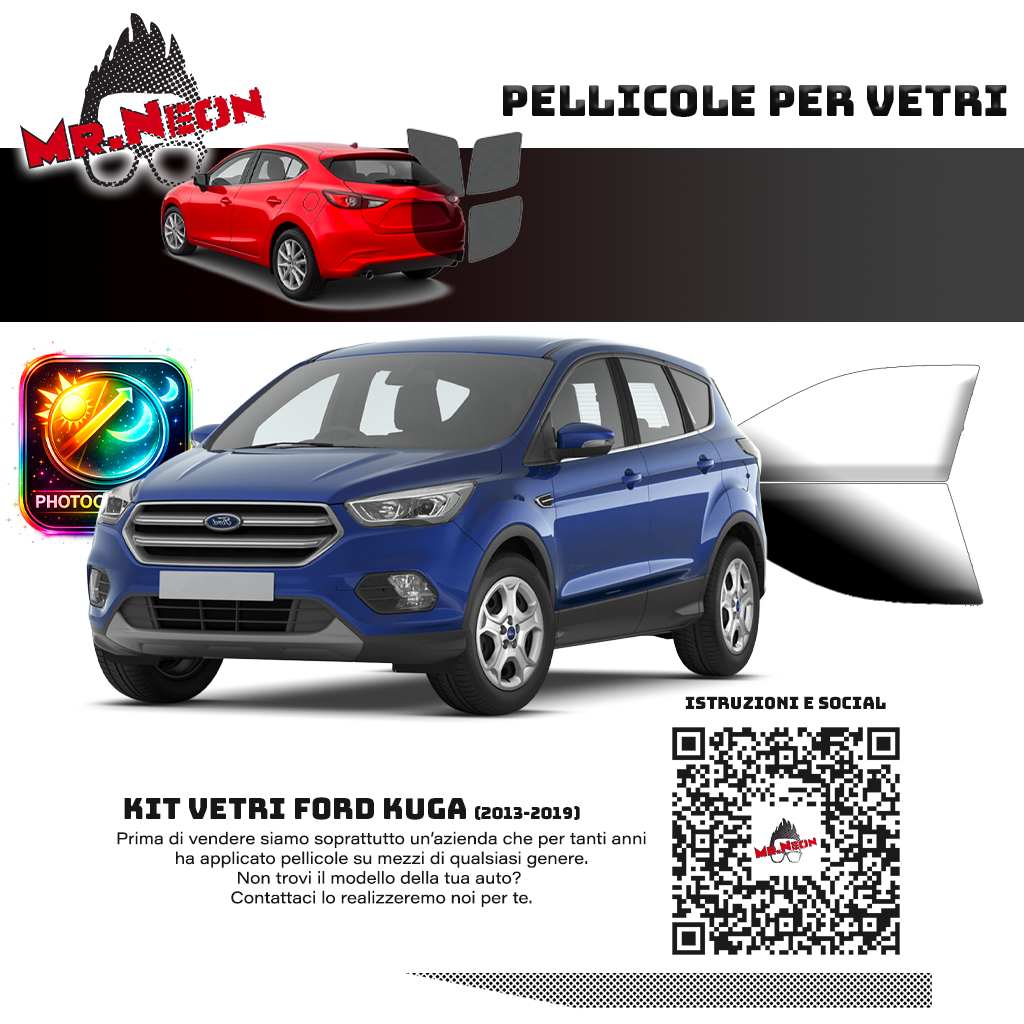 Kit Pellicole Oscuramento Vetri Anteriori Ford Kuga 2013-2019 – Pretagliati