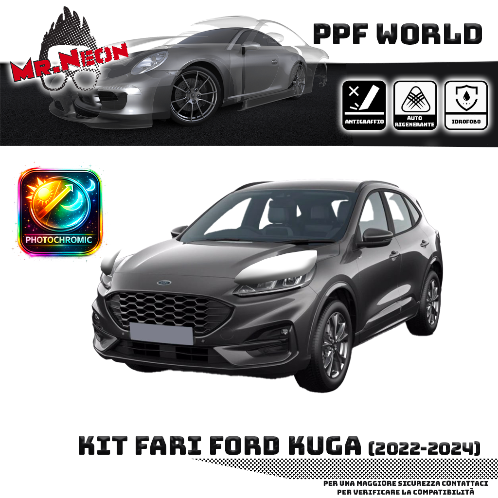 Kit PPF Fari Anteriori compatibile con Ford Kuga (2020–2024) – Pellicola Protettiva Pretagliata