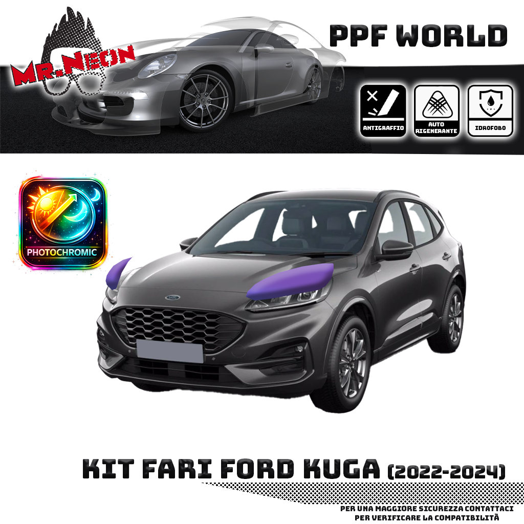 Kit PPF Fari Anteriori compatibile con Ford Kuga (2020–2024) – Pellicola Protettiva Pretagliata