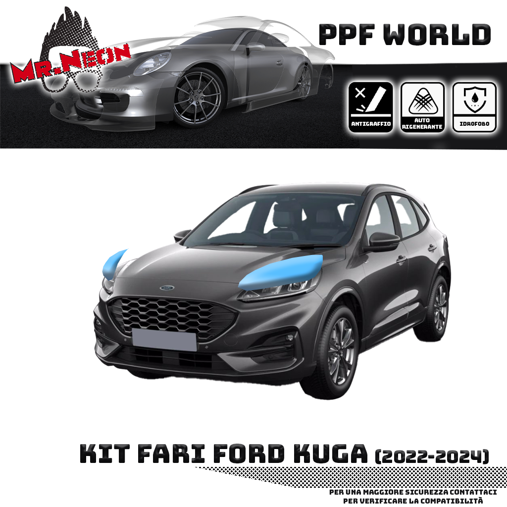 Kit PPF Fari Anteriori compatibile con Ford Kuga (2020–2024) – Pellicola Protettiva Pretagliata