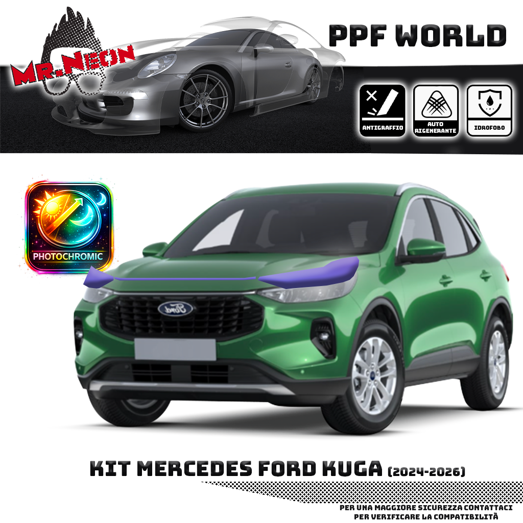 Kit Pellicola Protettiva Fari Ford Focus 2022-2026 – PPF Trasparente o Fotocromatico Pretagliato