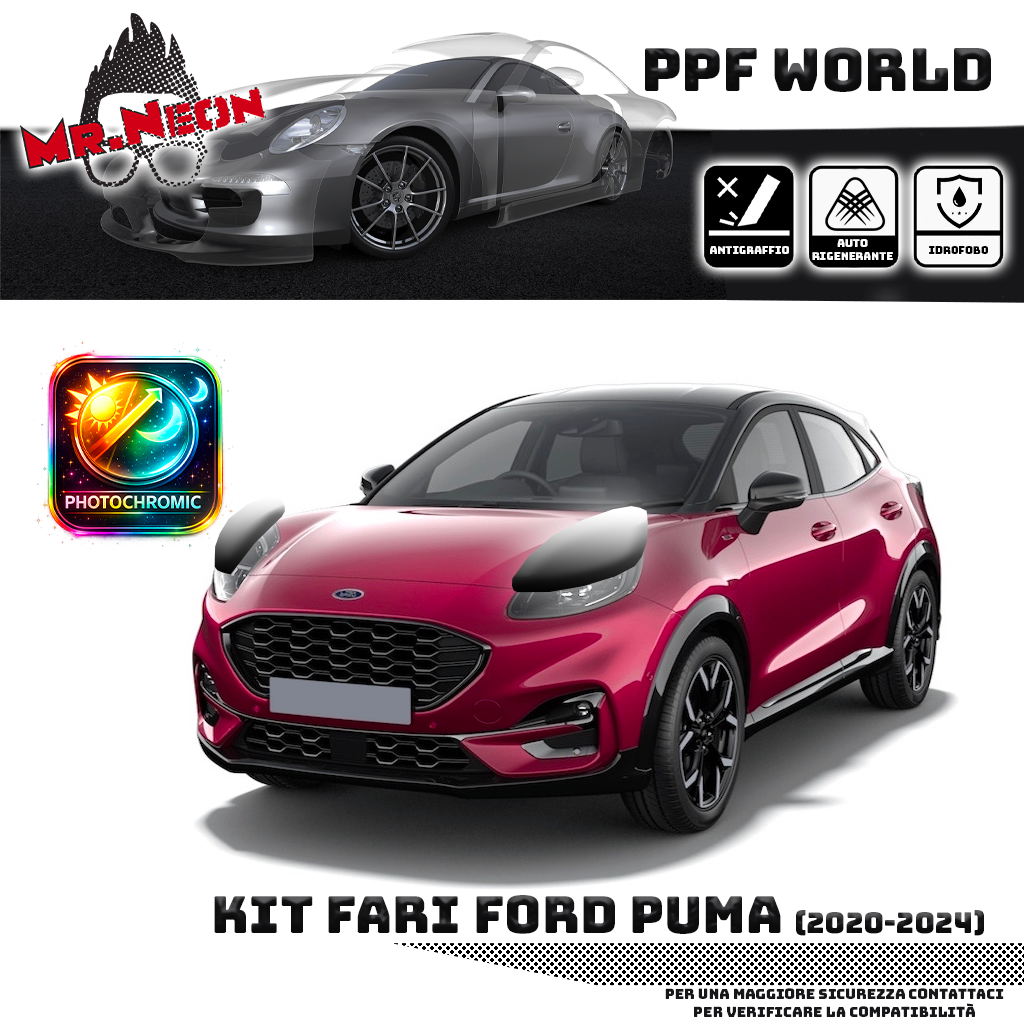 Kit Pellicola Protettiva Fari Ford Puma (2020–2024) – PPF Trasparente o Fotocromatico Pretagliato