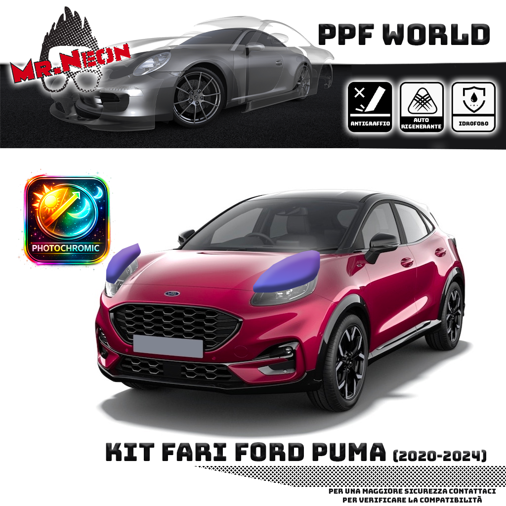 Kit Pellicola Protettiva Fari Ford Puma (2020–2024) – PPF Trasparente o Fotocromatico Pretagliato