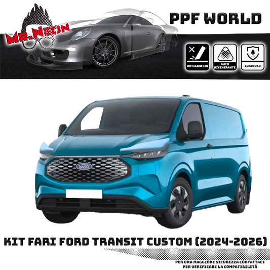 Kit Pellicola Protettiva Fari Ford Transit Custom 2024-2026 – PPF Trasparente o Fotocromatico Pretagliato