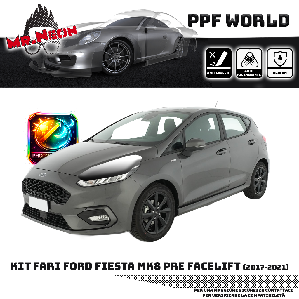Kit PPF Fari Anteriori Ford Fiesta MK8 2017-2021 Pre-Facelift – Trasparente o Fotocromatico Pretagliato