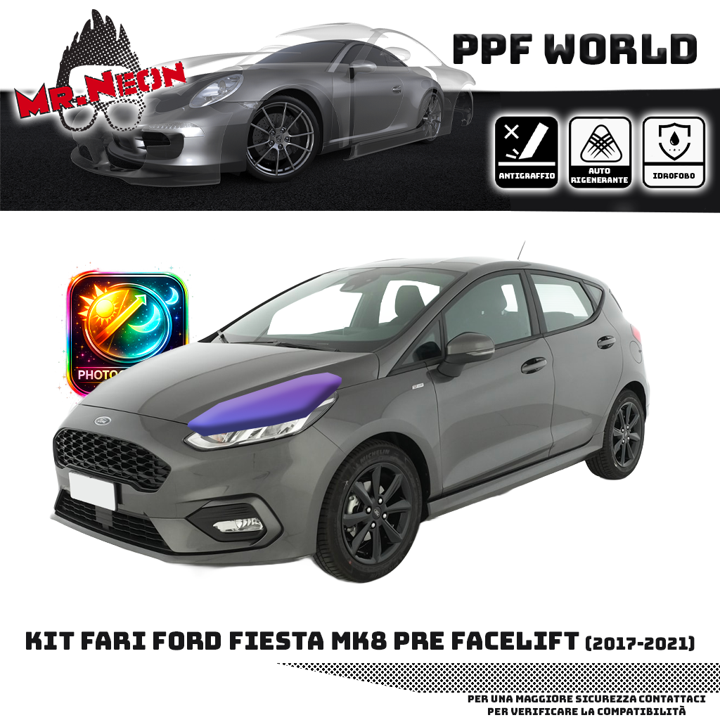 Kit PPF Fari Anteriori Ford Fiesta MK8 2017-2021 Pre-Facelift – Trasparente o Fotocromatico Pretagliato