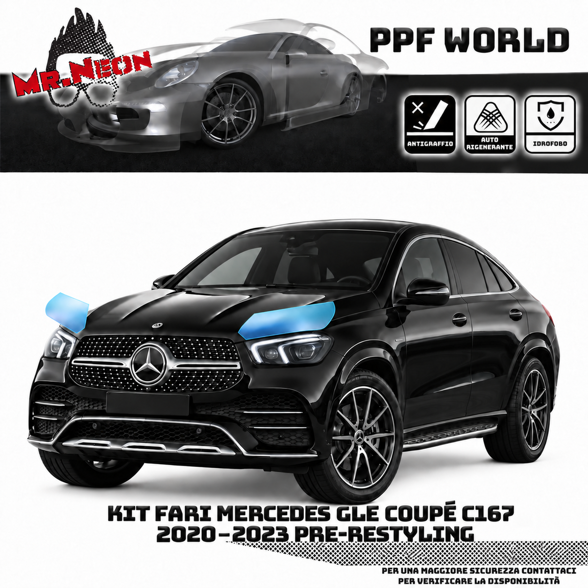 PPF fari Mercedes GLE Coupé C167 2020–2023 Pre-Restyling trasparente