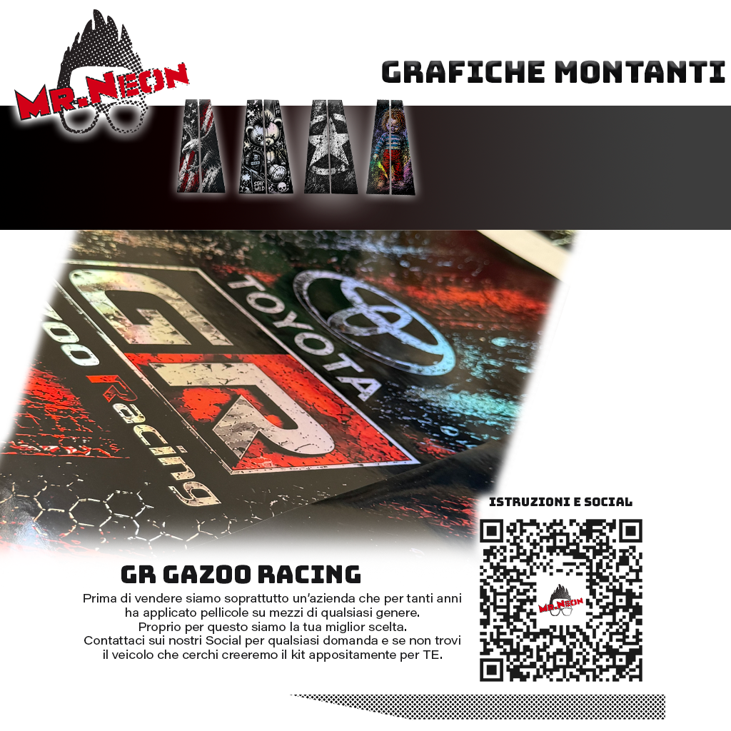 Kit Montanti Auto GR Holographic – Toyota Gazoo Racing Adesivi Grafici Laterali