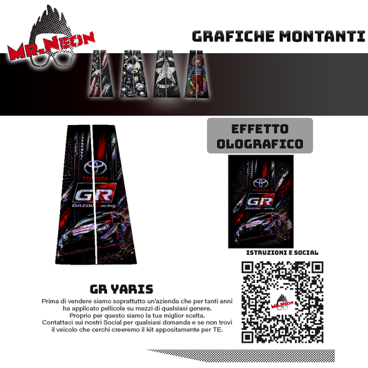 Kit Montanti Auto GR Rally Holographic – Toyota Gazoo Racing Adesivi Grafici Laterali