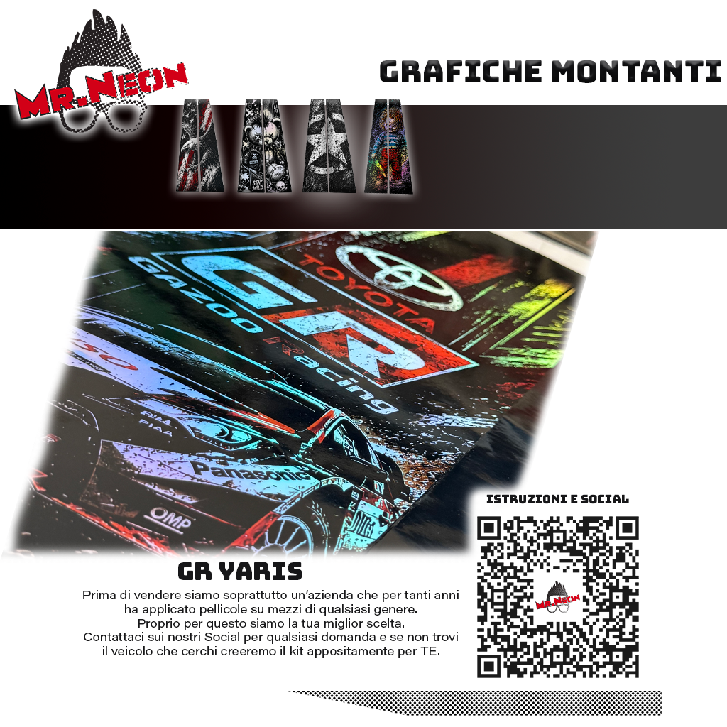 Kit Montanti Auto GR Rally Holographic – Toyota Gazoo Racing Adesivi Grafici Laterali
