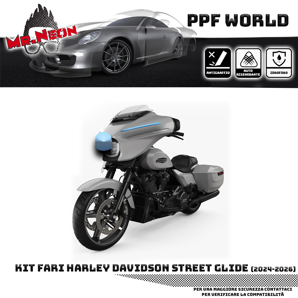 Kit Pellicola Protettiva Faro Harley-Davidson Street Glide 2024-2026 – PPF Trasparente o Fotocromatico Pretagliato
