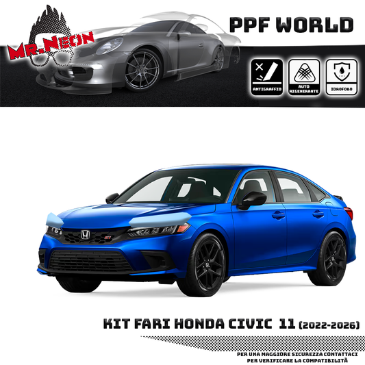 Kit Pellicola Protettiva Fari Honda Civic 11 2022-oggi – PPF Trasparente o Fotocromatico Pretagliato