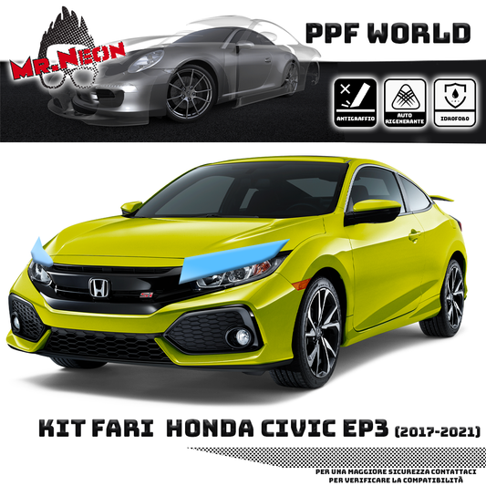 Kit Pellicola Protettiva Fari Honda Civic 2017-2021 – PPF Trasparente o Fotocromatico Pretagliato