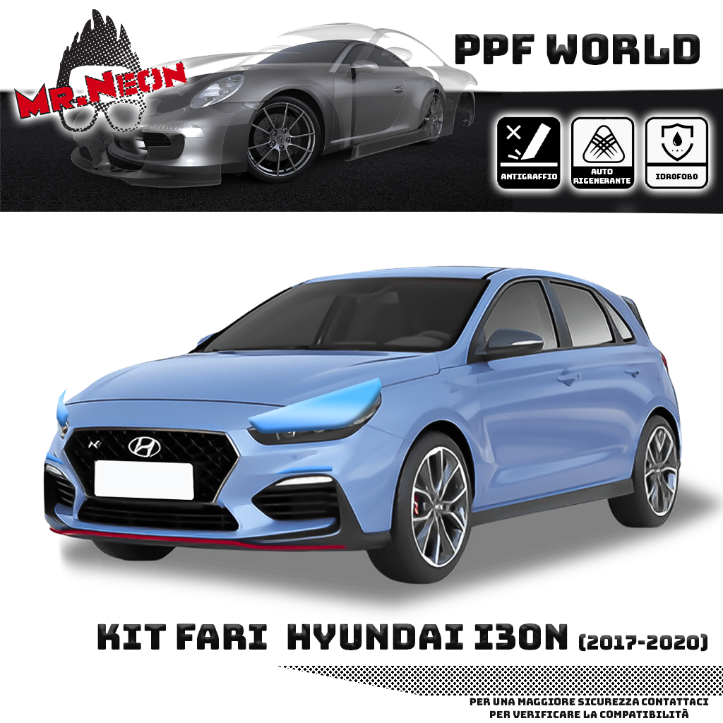 Kit Pellicola Protettiva Fari Hyundai i30 N 2017-2020 – PPF Trasparente o Fotocromatico Pretagliato