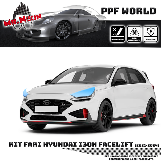 Kit Pellicola Protettiva Fari Hyundai i30N 2021-2024 – PPF Trasparente o Fotocromatico Pretagliato