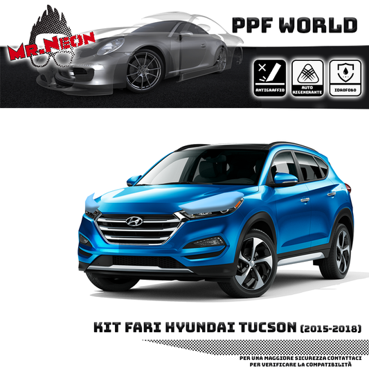 Kit Pellicola Protettiva Fari Hyundai Tucson 2015-2018 – PPF Trasparente o Fotocromatico Pretagliato
