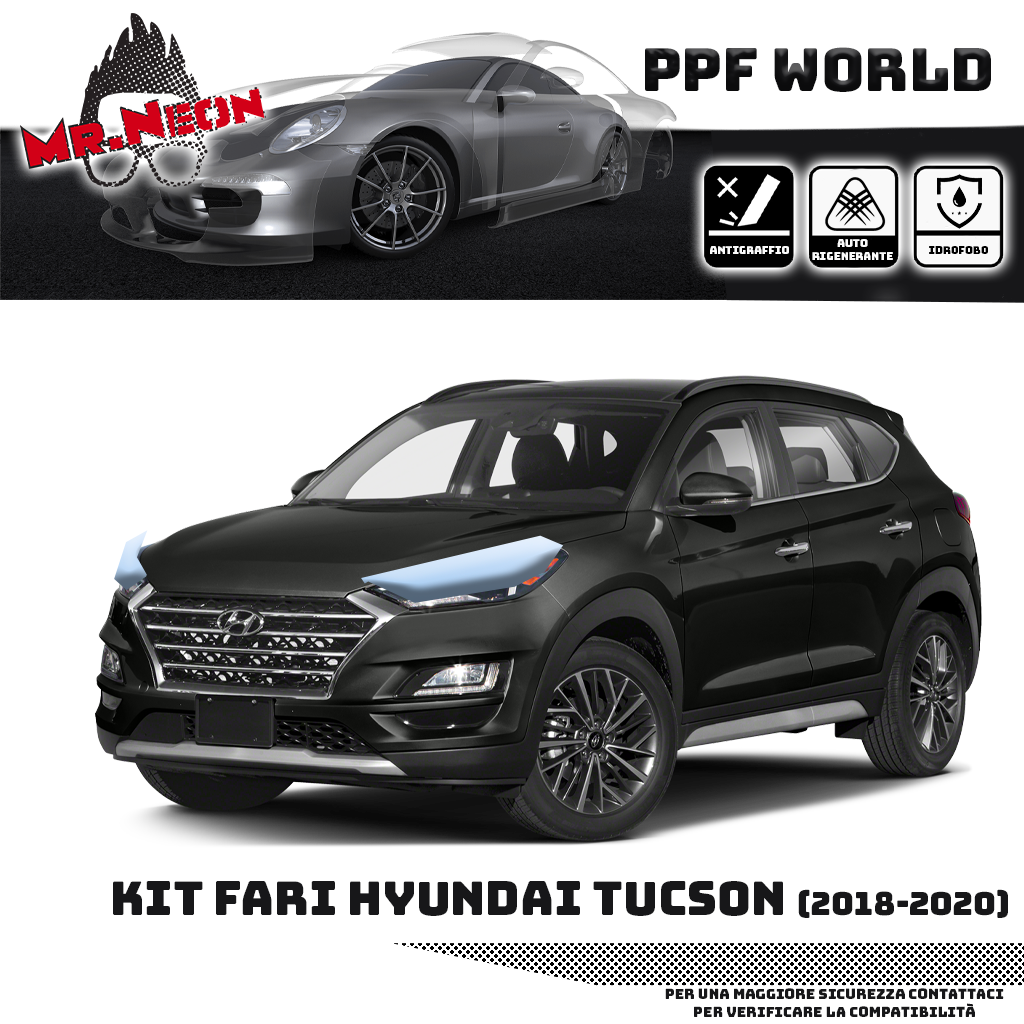 Kit Pellicola Protettiva Fari Hyundai Tucson 2018-2020 – PPF Trasparente o Fotocromatico Pretagliato