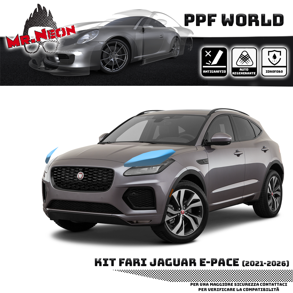 Kit Pellicola Protettiva Fari Jaguar E-PACE 2021-2026 – PPF Trasparente o Fotocromatico Pretagliato