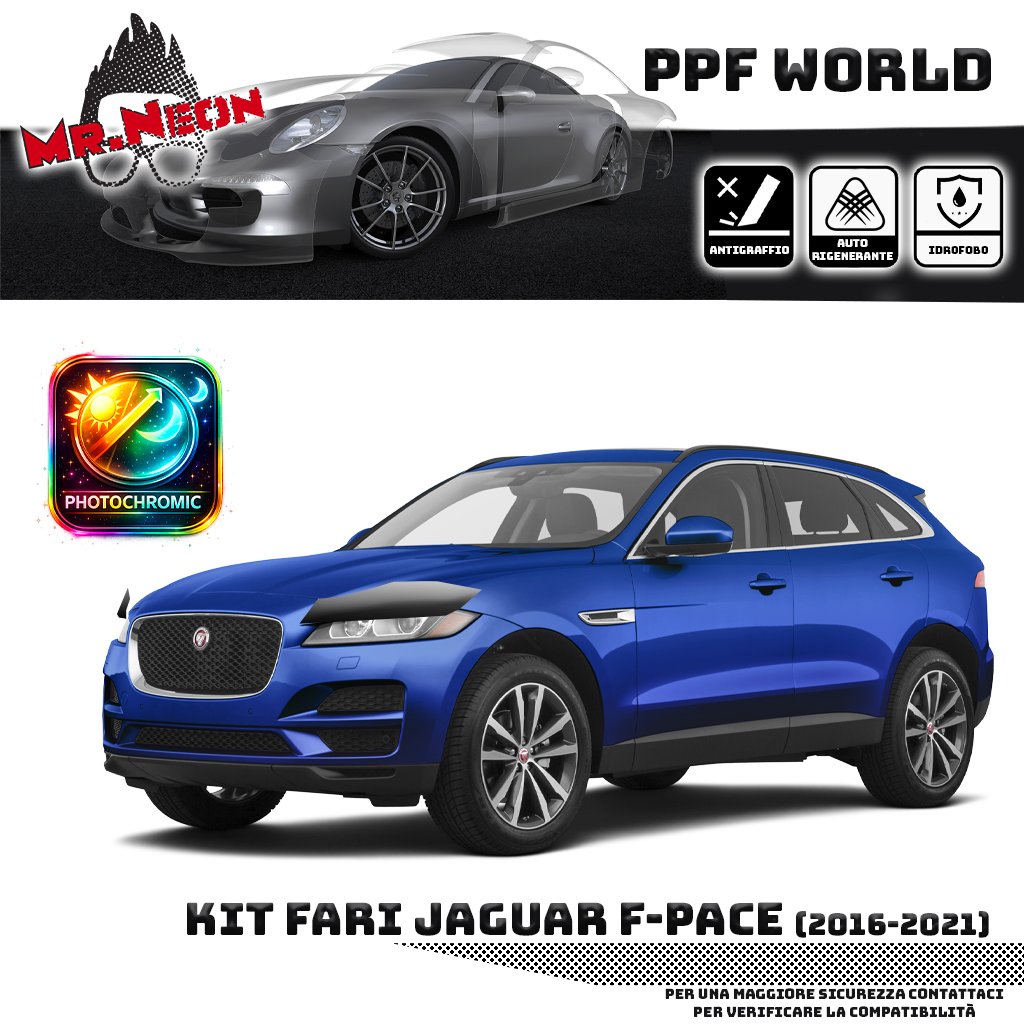 Kit Pellicola Protettiva Fari Jaguar F-Pace 2016-2021 – PPF Trasparente o Fotocromatico Pretagliato