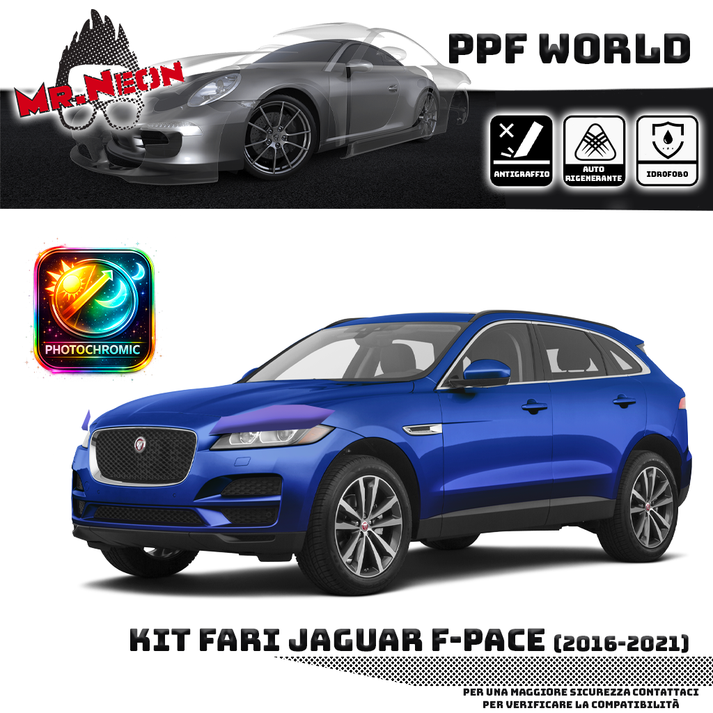 Kit Pellicola Protettiva Fari Jaguar F-Pace 2016-2021 – PPF Trasparente o Fotocromatico Pretagliato