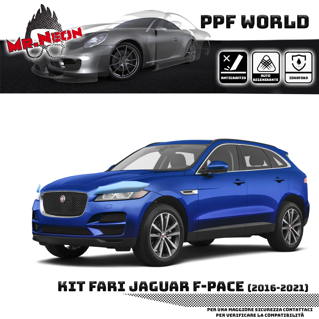 Kit Pellicola Protettiva Fari Jaguar F-Pace 2016-2021 – PPF Trasparente o Fotocromatico Pretagliato
