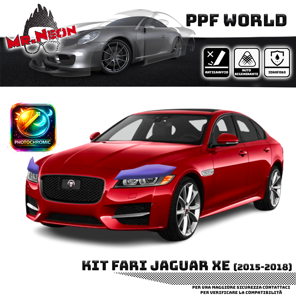 Kit Pellicola Protettiva Fari Jaguar XE (2015–2018) – PPF Trasparente o Fotocromatico Pretagliato