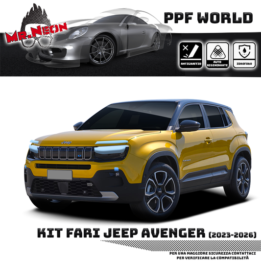 Kit Pellicola Protettiva Fari Jeep Avenger 2023-2026 – PPF Trasparente o Fotocromatico Pretagliato