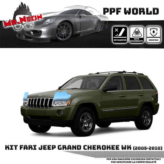 Kit Pellicola Protettiva Fari Jeep Grand Cherokee WK 2005-2010 – PPF Trasparente o Fotocromatico Pretagliato