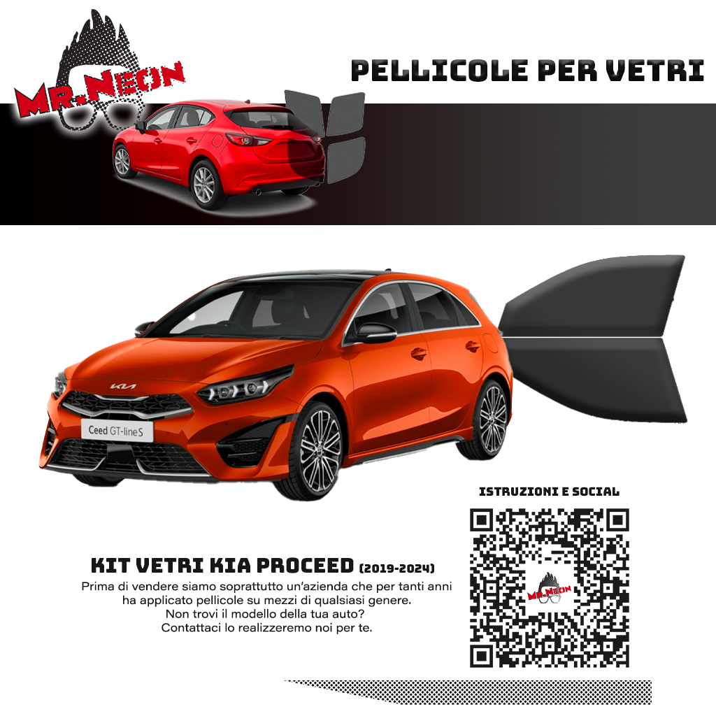 Kit Oscuramento Vetri Anteriori Kia ProCeed 2019-2024 – TPU Pretagliato