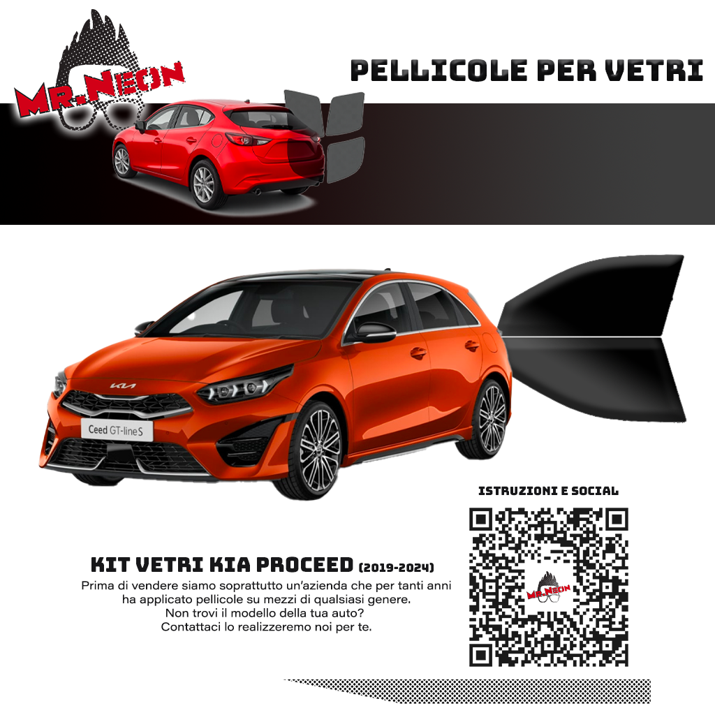 Kit Oscuramento Vetri Anteriori Kia ProCeed 2019-2024 – TPU Pretagliato