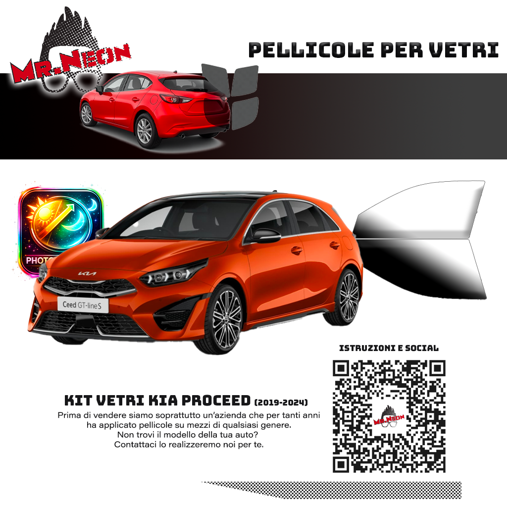 Kit Oscuramento Vetri Anteriori Kia ProCeed 2019-2024 – TPU Pretagliato